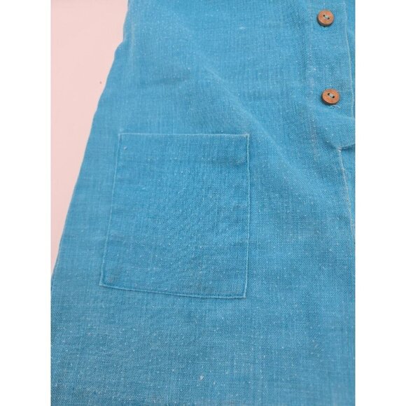 Dan Press Dan River Fabric Baby Dress Blue White Peter Pan Collar Vintage Tear - Picture 10 of 10